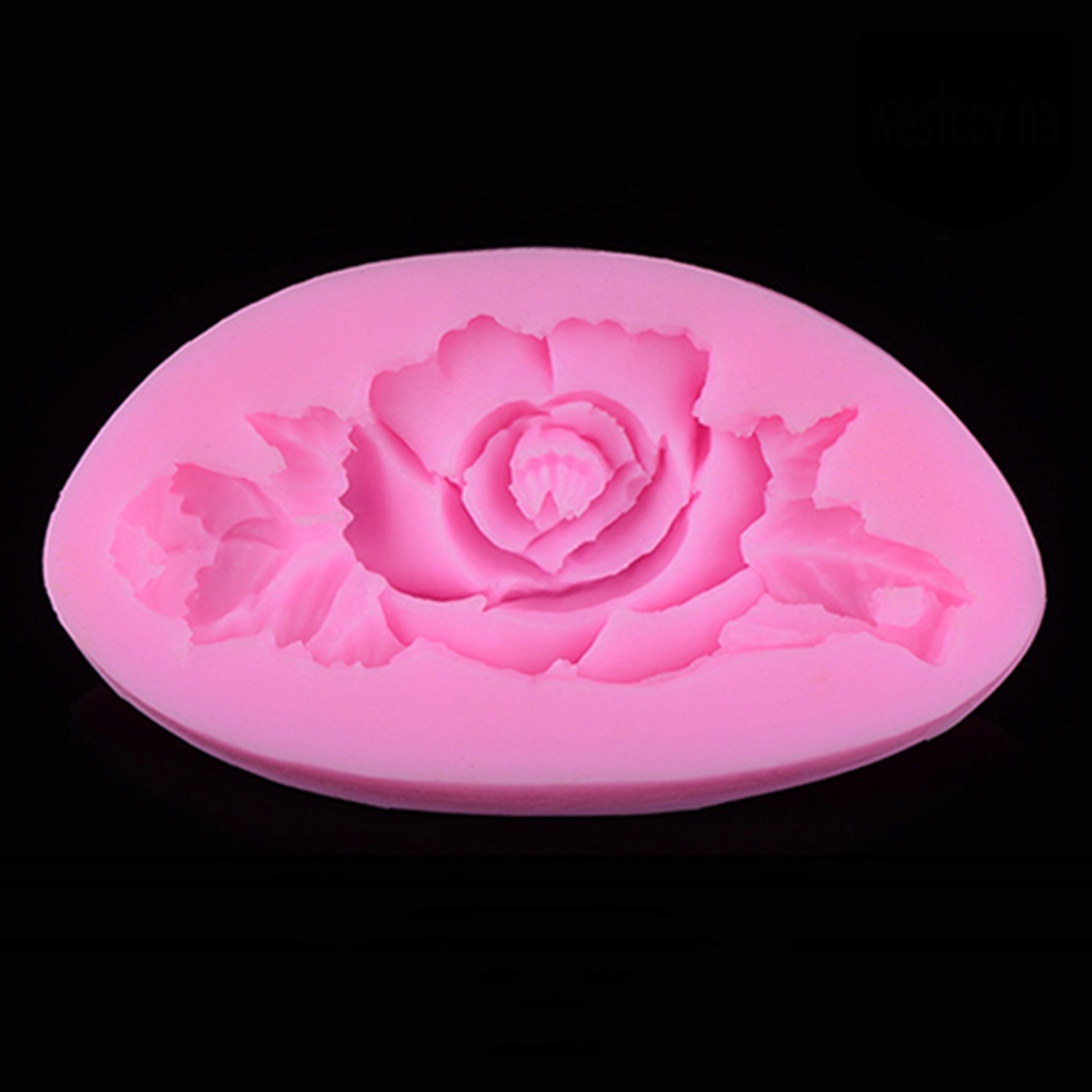 [Hot]☀ Khuôn Silicone Nhấn Bánh Hình Hoa Hồng Nhiều Màu