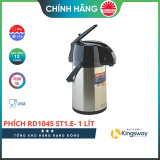 Phích nước rạng đông 1045 st1e dung tích 1 lít phích giữ nhiệt thân inox, vai nhựa, dạng cần bơm, đế xoay 360 độ1045 st1