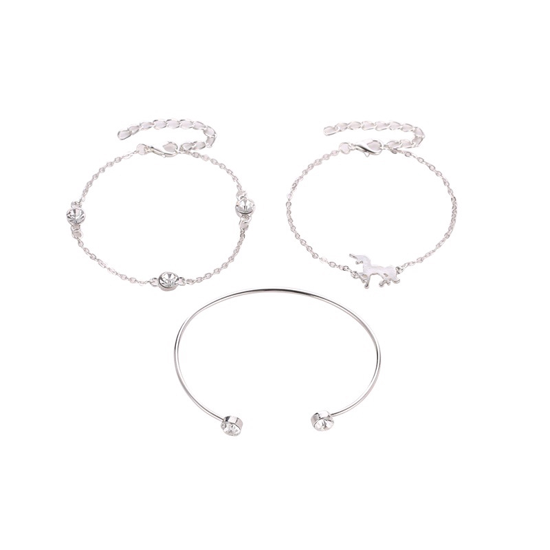 [Mã FAMAYFA giảm 10K đơn 50K] Bộ 3 cái vòng tay đính pha lê nhiều lớp hình kỳ lân cho nữ | BigBuy360 - bigbuy360.vn