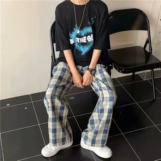 Quần ống rộng Họa Tiết Ca Rô Phong Cách Hàn Quốc Dành Cho Nữ