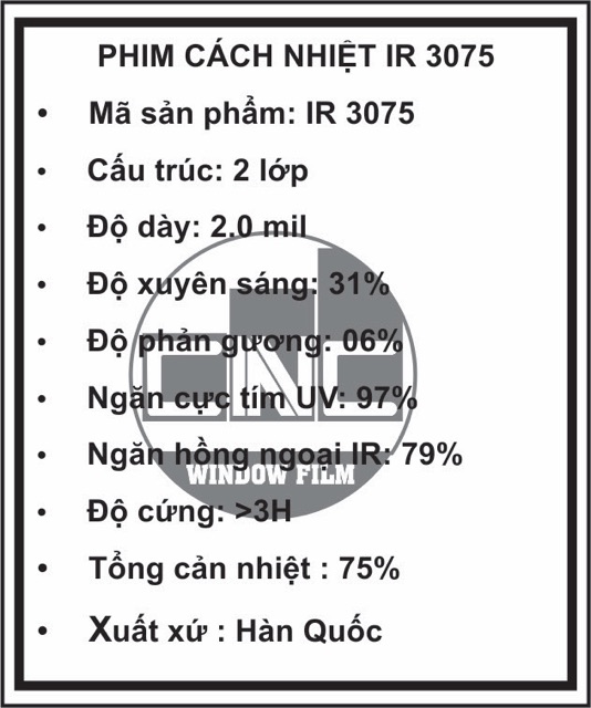 1 Bộ phim cách nhiệt ô tô gói phổ thông