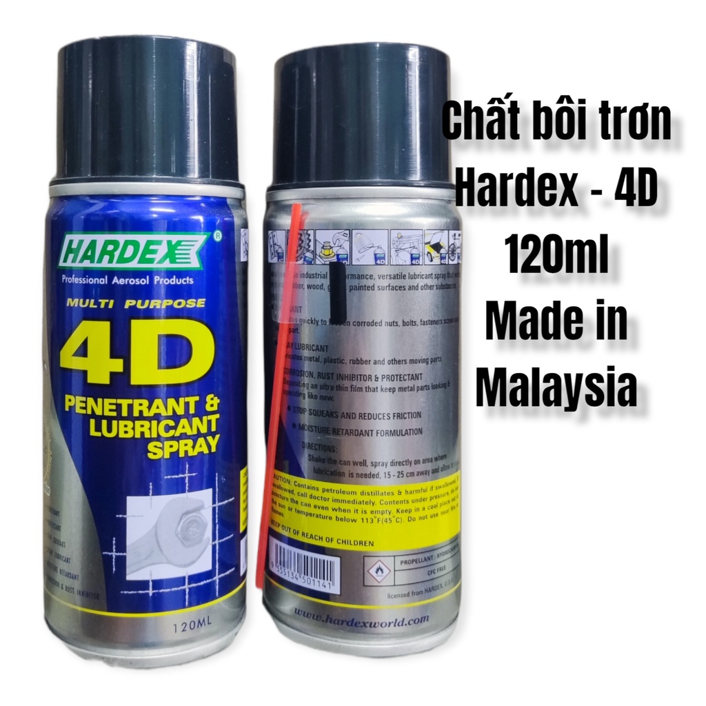 Chất bôi trơn, chống rỉ sét đa dụng Hardex 4D - 120ml - Made in Malaysia