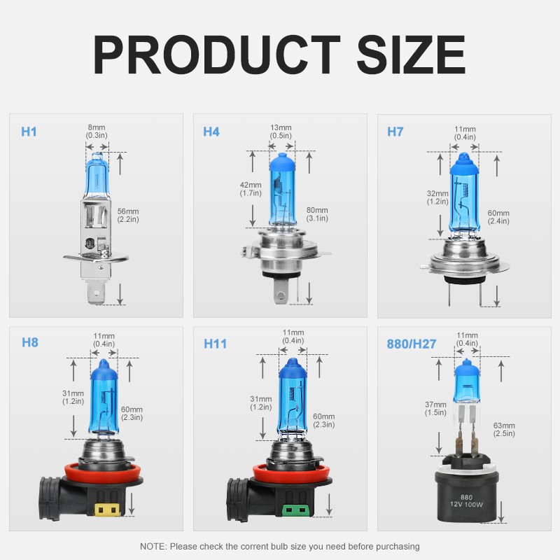 Bộ 2 bóng đèn pha soi sương mù MAXGTRS 100W H1 H7 H4 H8 H11 9005 HB3 9006 HB4 cho xe hơI chất lượng cao