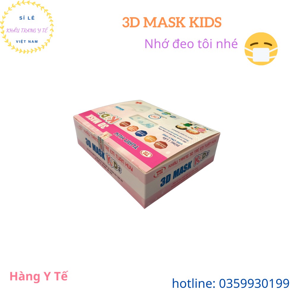 [Tuấn Huy] Khẩu Trang Y Tế Khẩu Trang Kháng Khuẩn 3D Mask Kids Hộp 50 Chiếc Có Hình