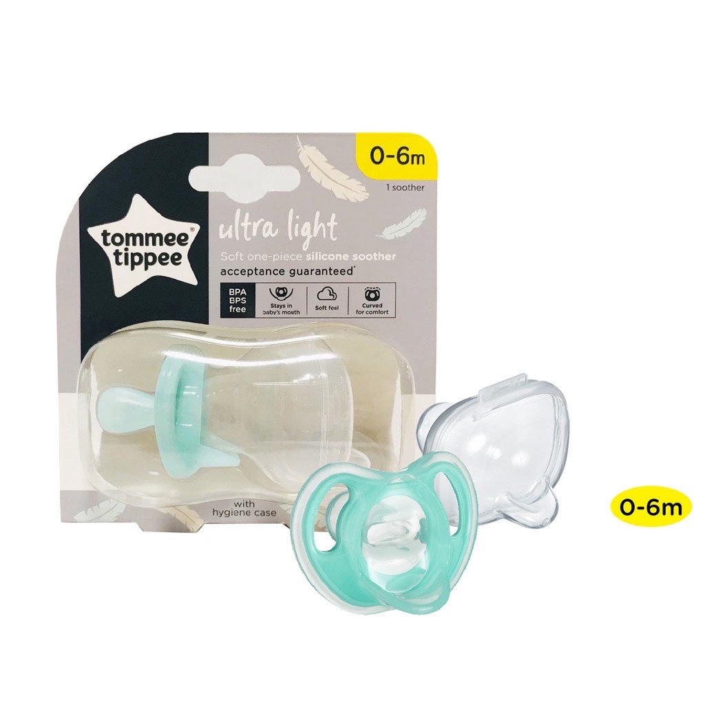 [Mã BMBAU50 giảm 7% đơn 99K] Ty ngậm silicon siêu nhẹ cho bé Tommee Tippee Ultra Light 0-6 tháng (vỉ đơn) - Xanh ngọc