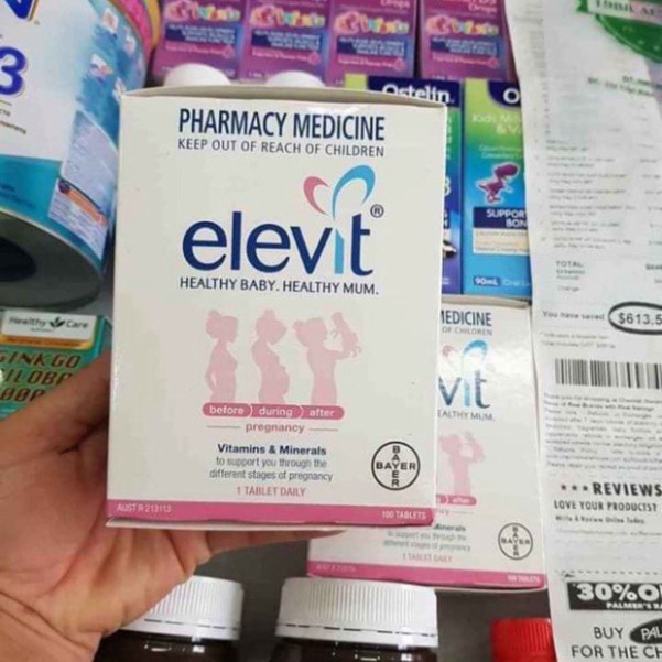 SALE LỚN 80% Vitamin Tổng Hợp Elevit Cho Bà Bầu 100 Viên SALE LỚN 80%