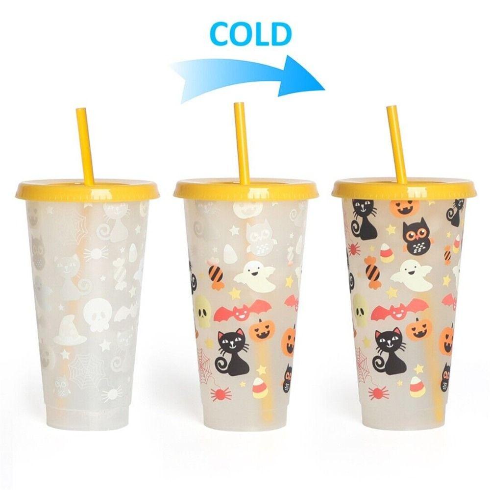 Ly Uống Nước Có Ống Hút Thay Đổi Màu Sắc Thời Trang Cho Nhà Bếp