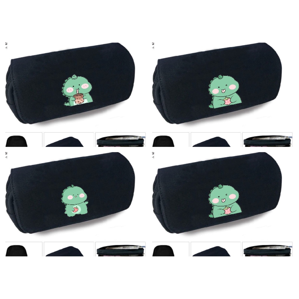 Hộp bút vải canvas in hình KHỦNG LONG CUTE game anime chibi đi học đựng đồ dùng học tập tiện lợi