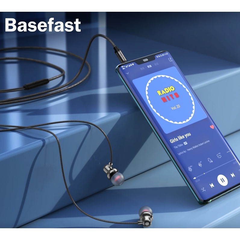 Tai Nghe Dây Cao Cấp Có Núm Cao Su Jack 3.5 Basefast TN02 - Âm Thanh Sống Động Bảo Hành 12 Tháng