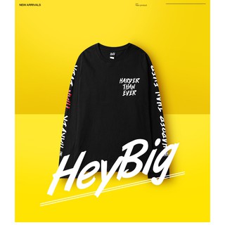 [Order HEYBIG] Áo thun dài tay chính hãng HEYBIG Harder than ever (đen, trắng, cam)