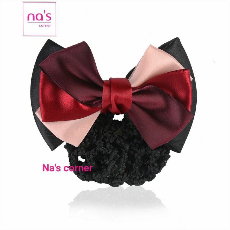 Kẹp lưới bới tóc búi tóc viền 3 màu sang trọng