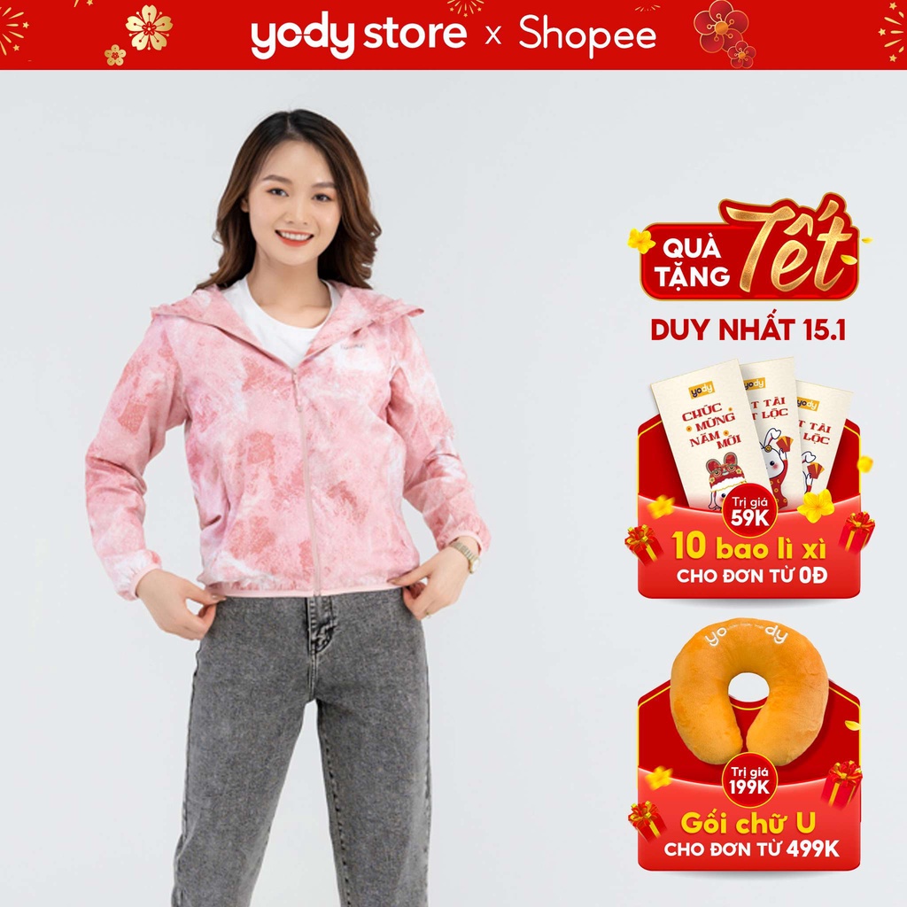 [Mã 33FASHIONSALE giảm 12% đơn 99K] Áo Gió Nữ thương hiệu YODY Áo Khoác Gió Nữ Hai Lớp in loang - AKN4686