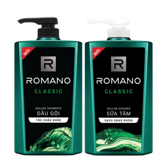 Combo dầu gội và Sữa tắm Romano classic 650g