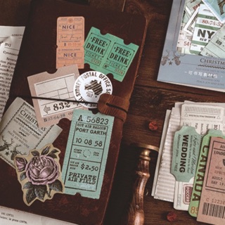  Set note, giấy nền, sticker vintage size to cho sổ planner