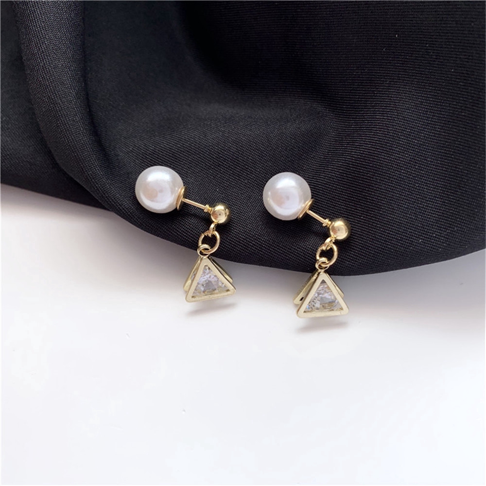 Hoa Tai Dáng Dài Mặt Hình Tam Giác Phong Cách Hàn Quốc