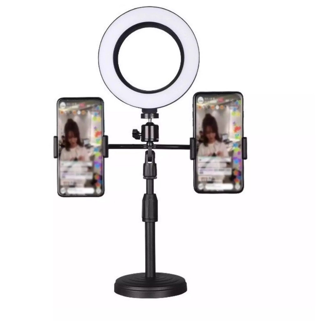 Giá Đỡ Điện Thoại kim Đèn Livetream 3 chế độ sáng,hổ trợ quay video,titok,chụp ảnh - Đèn livestream 3in1 để bàn