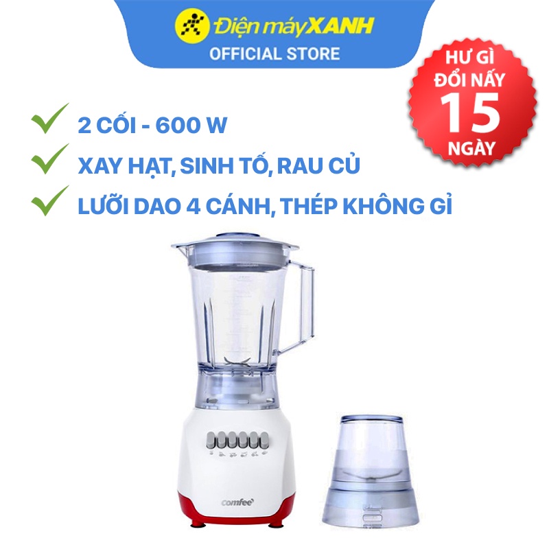 Máy xay sinh tố Comfee CJ-BL6020A 1. 5 lít 600W xay hạt, sinh tố, rau củ - Chính hãng BH 12 tháng