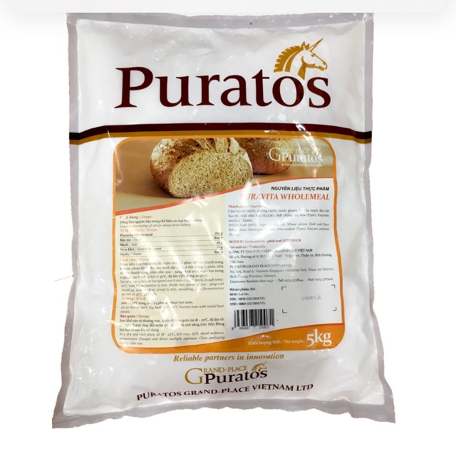 Bột mì nguyên cám trộn sẵn Puratos Wholemeal 500g