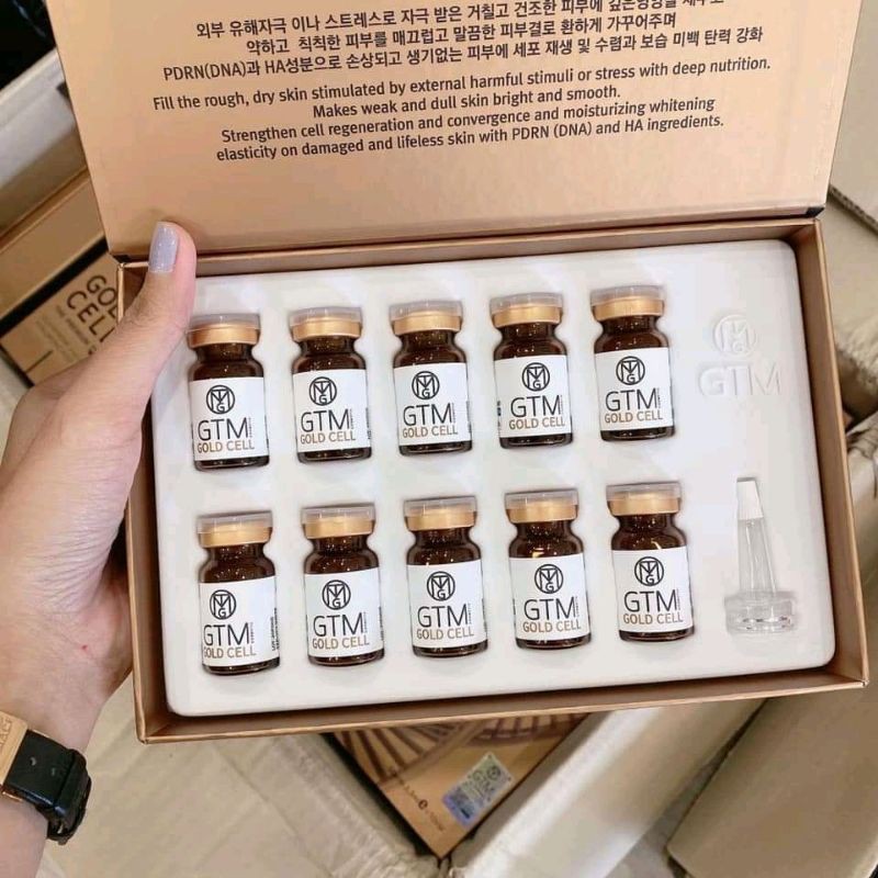 Lẻ 1 lọ DNA GTM GOLD CELL cá hồi 5% căng bóng trắng sáng trẻ hóa da 3.3ml Hàn Quốc