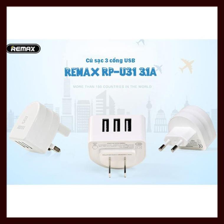 Củ sạc 3.1A 3 Cổng USB Remax Moon RP-U31 - hàng chính hãng