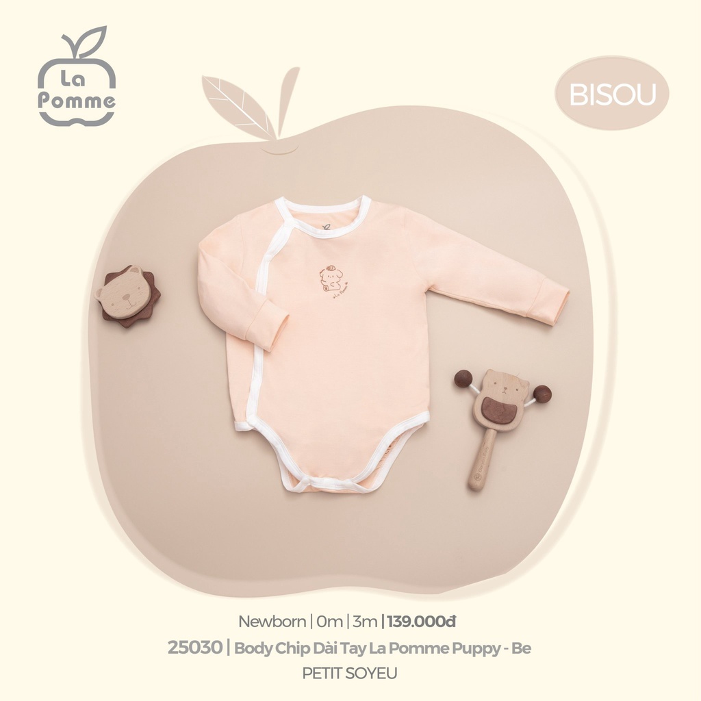 [La pomme sơ sinh] (CTV) Bộ Body Chip Dài Tay La Pomme Puppy