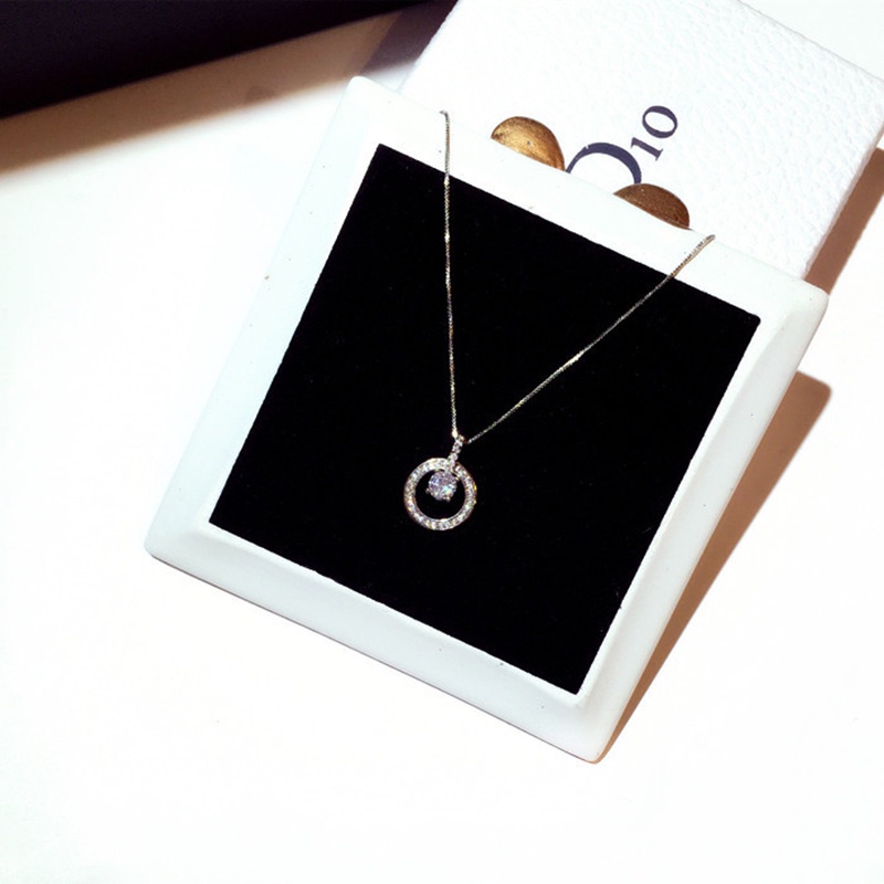 Vòng cổ hợp kim đính đá zircon phong cách thời trang 2 màu tùy chọn