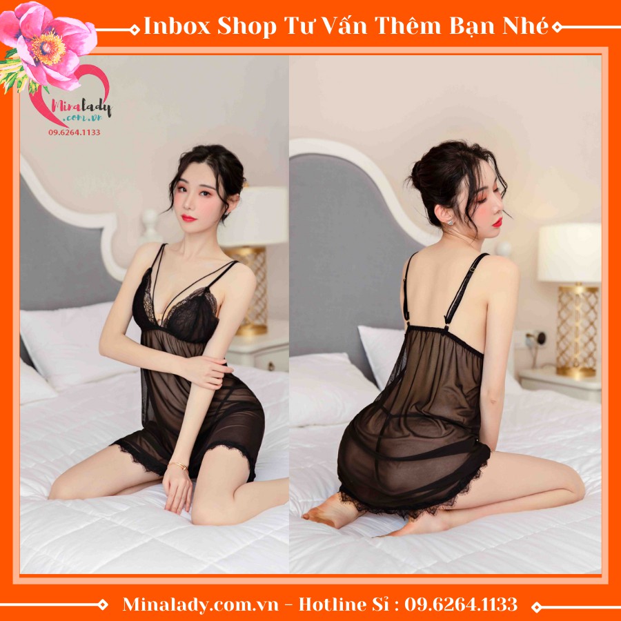 Đồ Ngủ Sexy -Đầm Ngủ  Sexy 2 Dây Và Quần Lót Lọt Khe Xuyên Thấu Bigsize Nữ Gợi Cảm Dê Thương Voan Lụa Ren Mỏng SX MOI | BigBuy360 - bigbuy360.vn