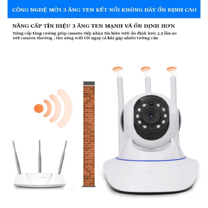 [Mã SKAMPUSHA7 giảm 8% đơn 250k]CAMERA IP WIFI TRONG NHÀ X8100 3 ANTEN DÙNG APP YOOSEE XOAY 360 ĐỘ BẮT SÓNG MẠNH HƠN | BigBuy360 - bigbuy360.vn