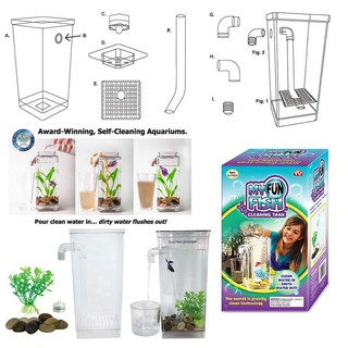 Cylindrical Self Cleaning Tank Complete Aquarium My Fun Fish KNTR
