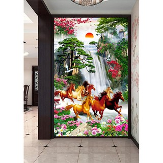 Tranh dán tường khổ dọc VTC Tranh phong thủy mã đáo thành công UD1155