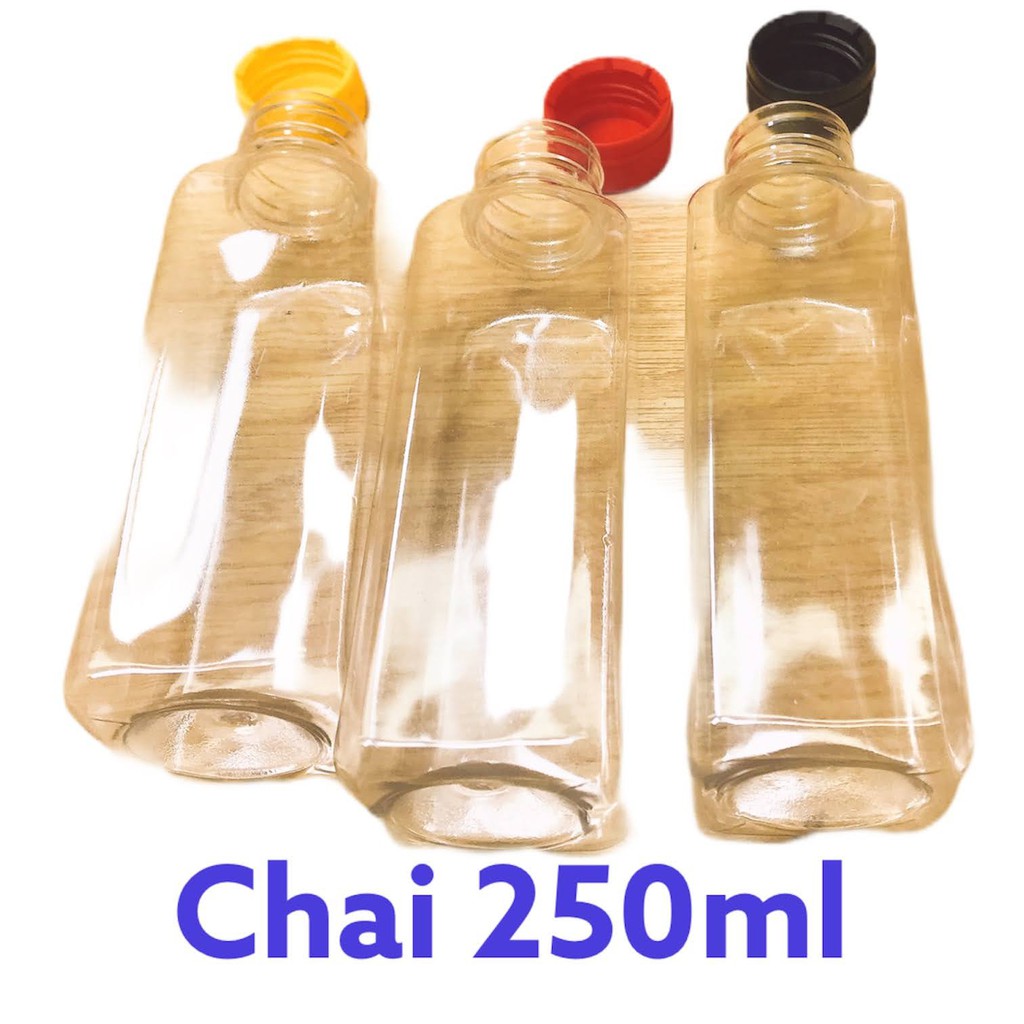 chai nhựa 250ml kèm nắp đậy đựng trà sữa nước uống