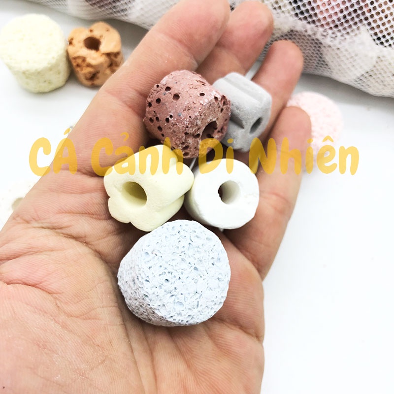 Sứ lọc nước bể cá SỨ VIêN TRòN TRộN Đủ MàU vật liệu lọc hồ cá cảnh túi 200 gram