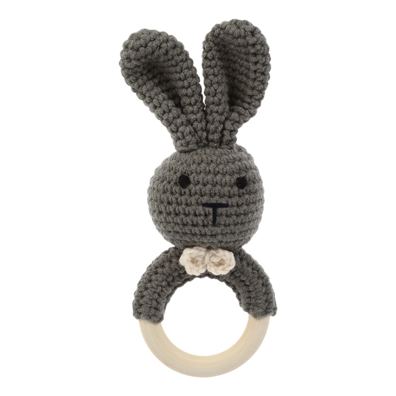 Đồ Chơi Vòng Lục Lạc Hình Thỏ Đan Móc Thủ Công Cho Bé Sơ Sinh Mọc Răng