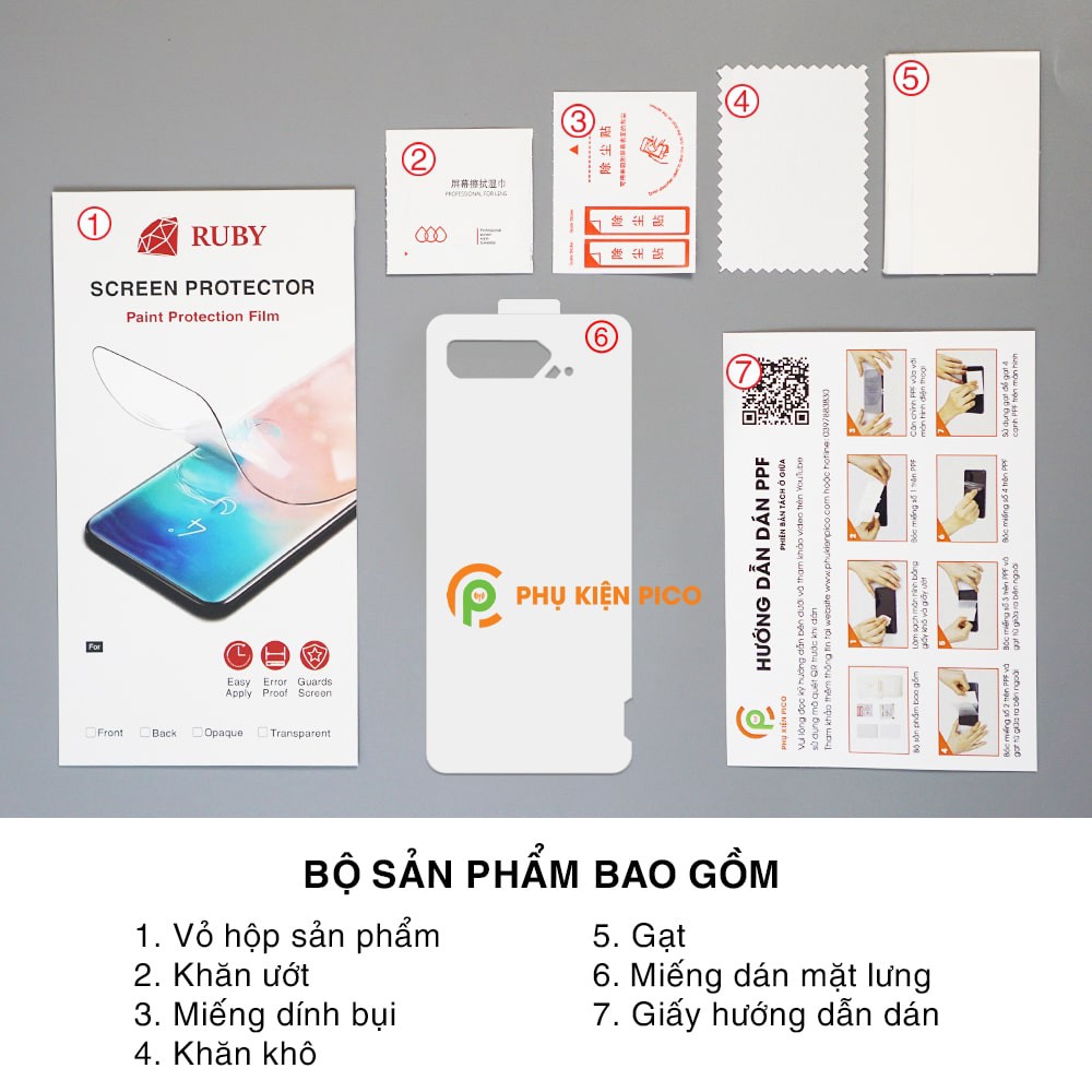 Dán lưng Rog Phone 2 / Rog Phone 3 / Rog Phone 5 PPF cao cấp dẻo trong suốt full mặt lưng