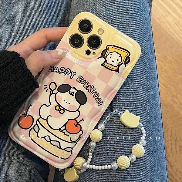 White Plaid Bear Apple 14 Phone Case Iphone11/12/13/Xs/XR Cartoon Cute Couple Internet Celebrity Female NhiP