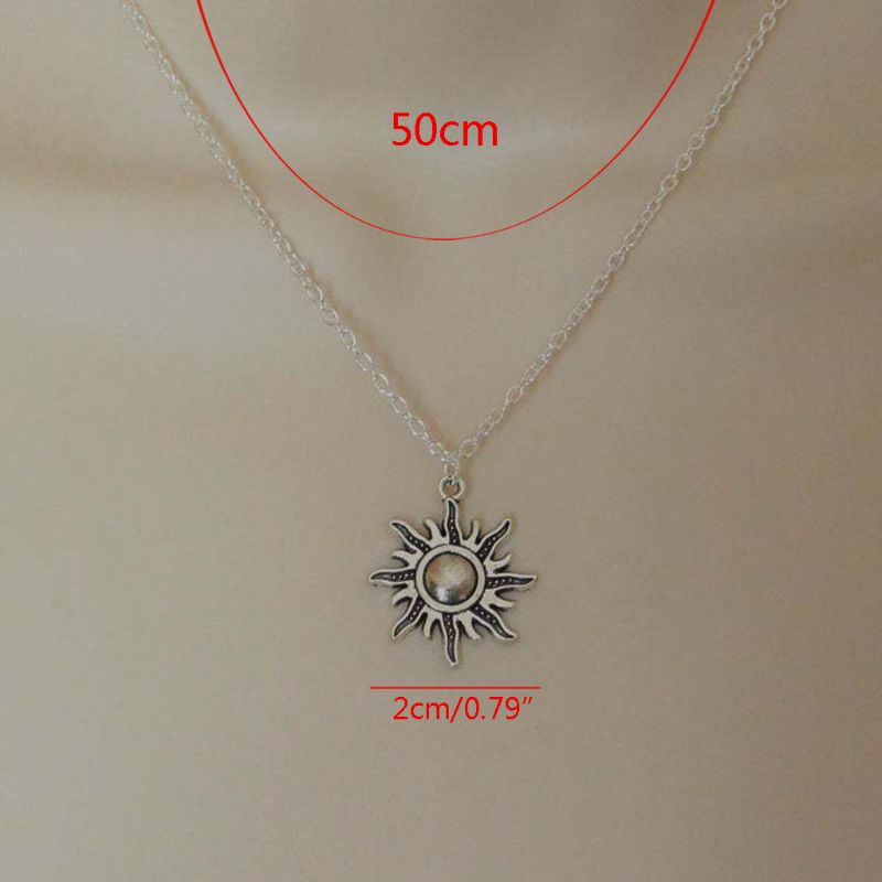 Bộ 2 dây chuyền bạc mặt hình mặt trăng / mặt trời cổ điển cho cặp đôi