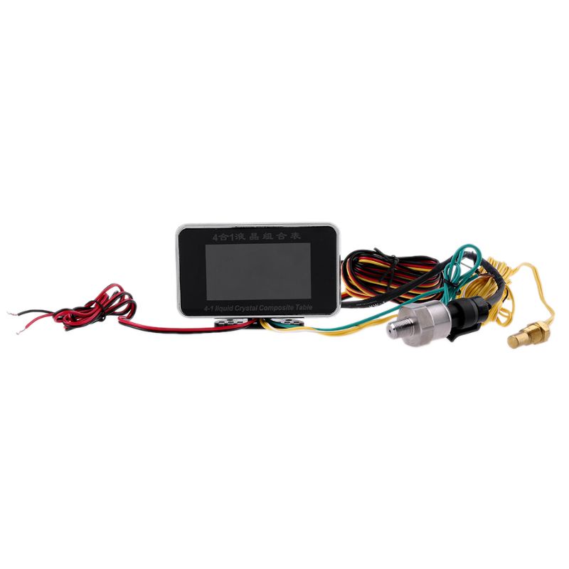 Đồng Hồ Đo Áp Suất Dầu / Nước / Nhiên Liệu Màn Hình LCD 4 Trong 1 12-24V Cho Xe Hơi