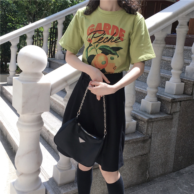 Túi xách dây đeo phối xích màu đen thiết kế thanh lịch thời trang