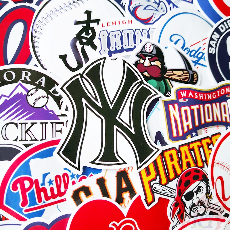 Set 53 miếng dán họa tiết logo MLB Major League Baseball 02 chống thấm nước thời trang