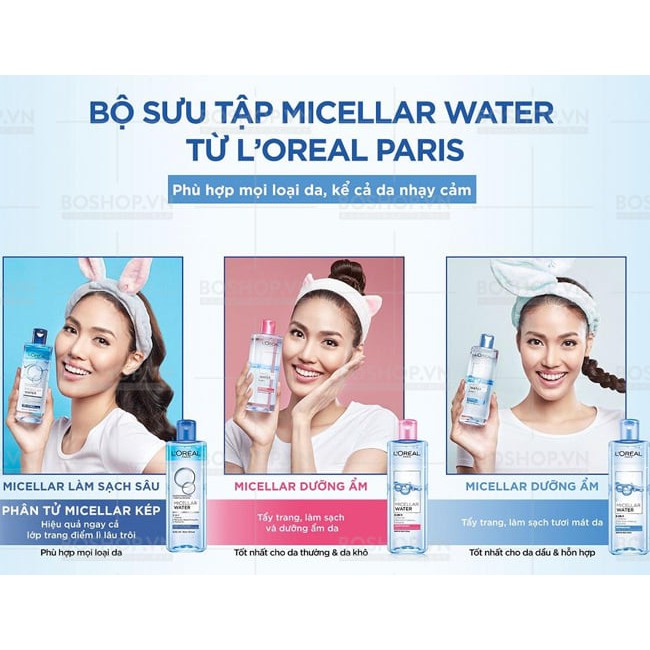 Nước tẩy trang cho mọi loại da Loreal-L'Oreal Paris 3 in 1 Micellar Water 400ml