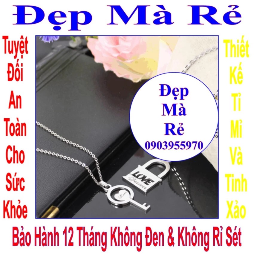 Dây chuyền cặp ổ khóa và chìa khóa tình yêu khắc LOVE Forever - Giá bán trên = 2 sợi như hình