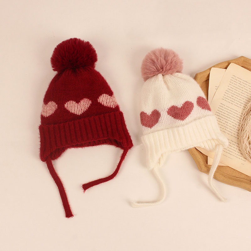 Mũ Beanie Dệt Kim Dày Dặn Đính Quả Bông Dễ Thương Thời Trang Thu Đông Cho Bé Trai Và Gái 6-36 Tháng Tuổi