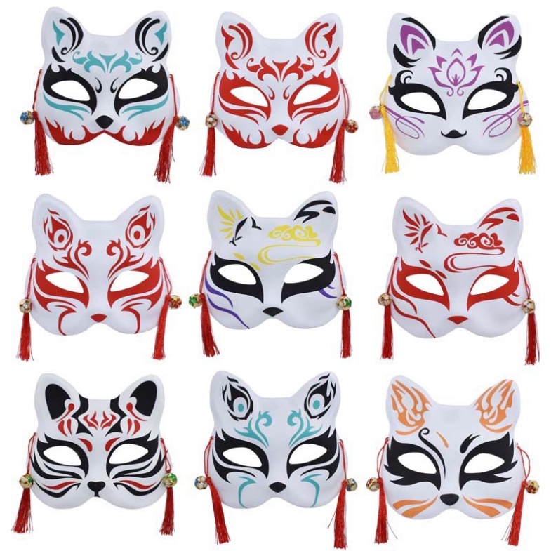 Mặt nạ cáo loại nhựa hóa trang anime manga otaku Nhật Bản-Mặt nạ hóa trang con cáo trong dịp Halloween