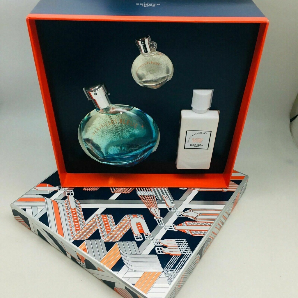 Tách Set HERMES Eau Des Merveilles Bleue Women Perfume Gift Set EDT 100ml (Chính Hãng)