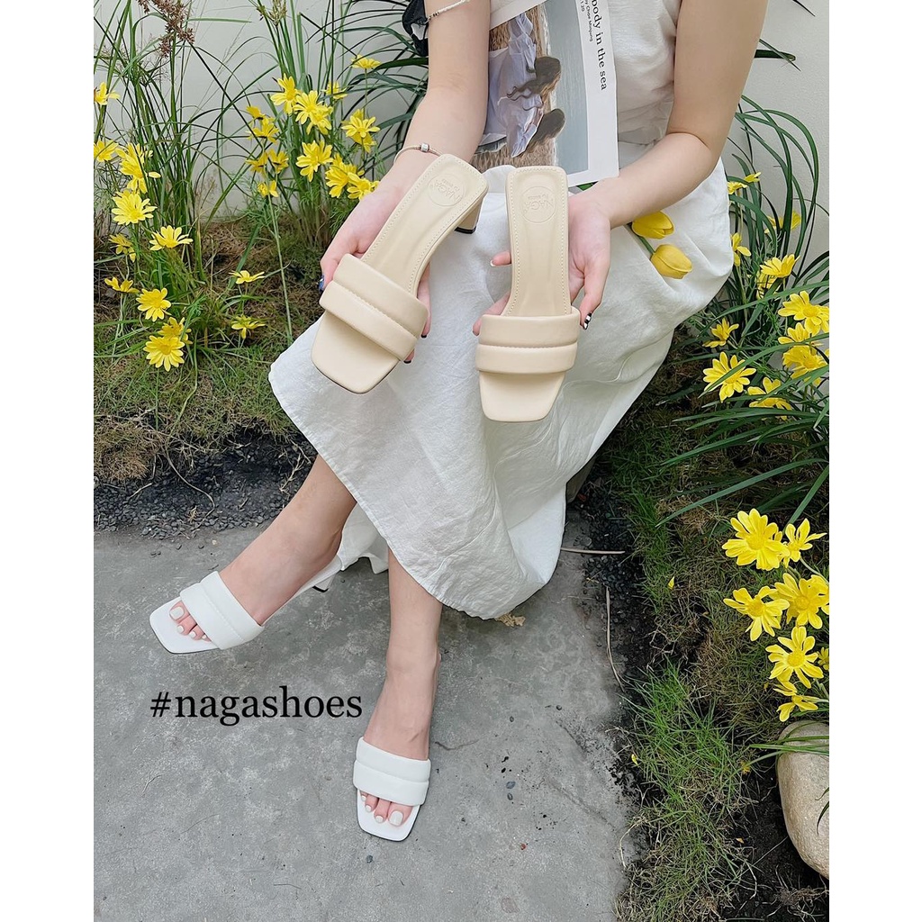 DÉP NAGASHOES QUAI NGANG PHỒNG ĐẾ VUÔNG 5CM NAD213