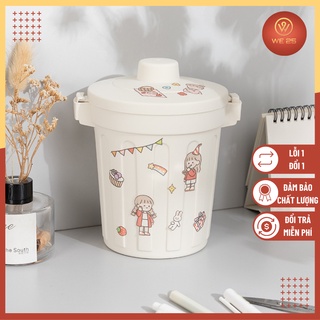 Thùng rác mini, hộp đựng nhỏ hình chiếc xô hộp đựng đồ đa năng, đựng bút , đồ dùng cá nhân để bàn có nắp