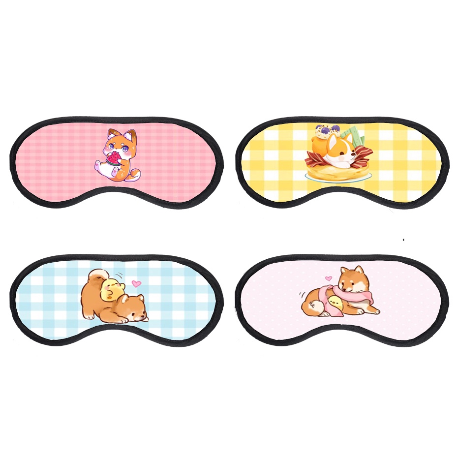 Bịt mắt ngủ chó shiba husky BMN11 cute dễ thương hoạt hình kèm túi gel