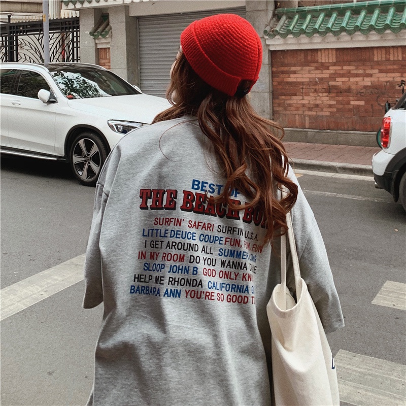 Áo Thun Tay Ngắn Dáng Rộng In Hình Thời Trang Mùa Hè Cho Nữ