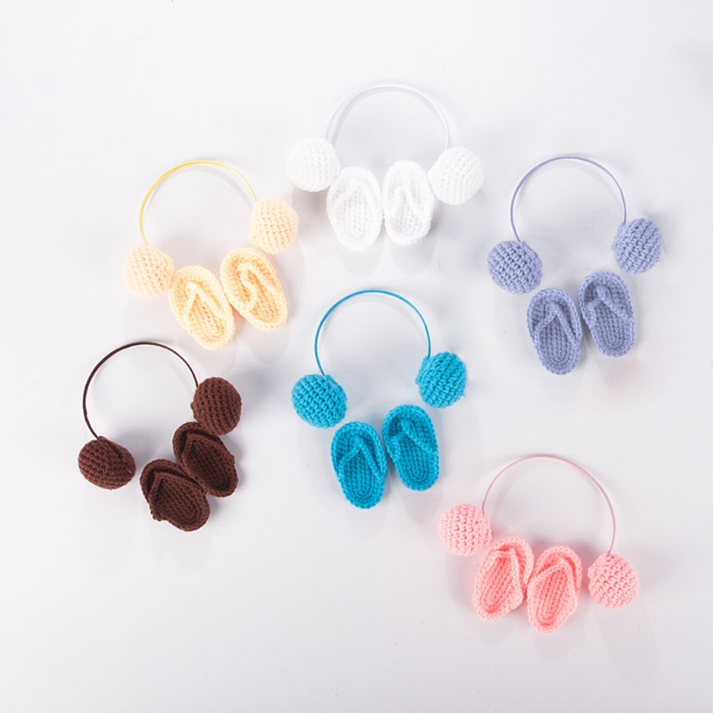 Set 2 Chiếc Dép Len Mini Màu Trơn Dùng Làm Đạo Cụ Chụp Ảnh Cho Bé Sơ Sinh