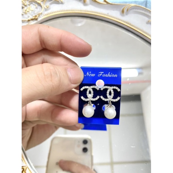 Bông tai nữ hiệu phối hạt ngọc thời trang